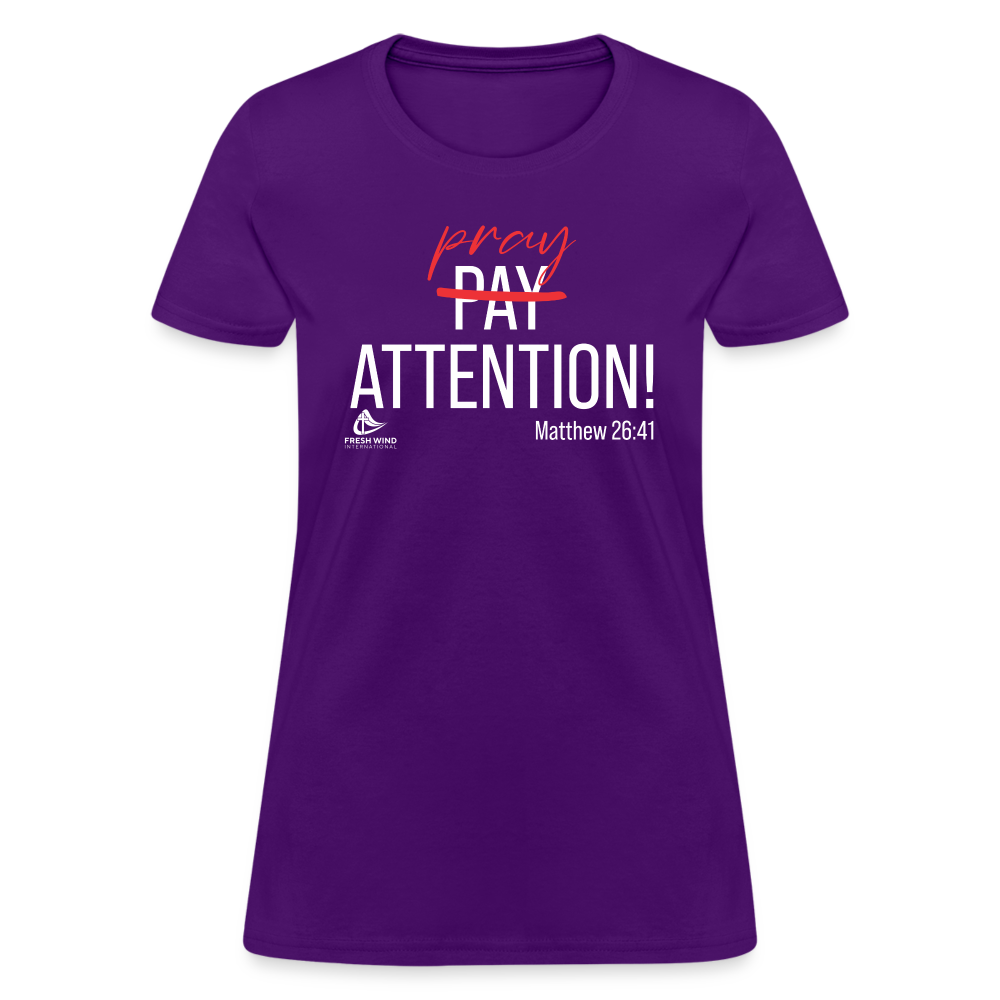 Pray Attention - Women's V-Neck - DARK COLORS - purple