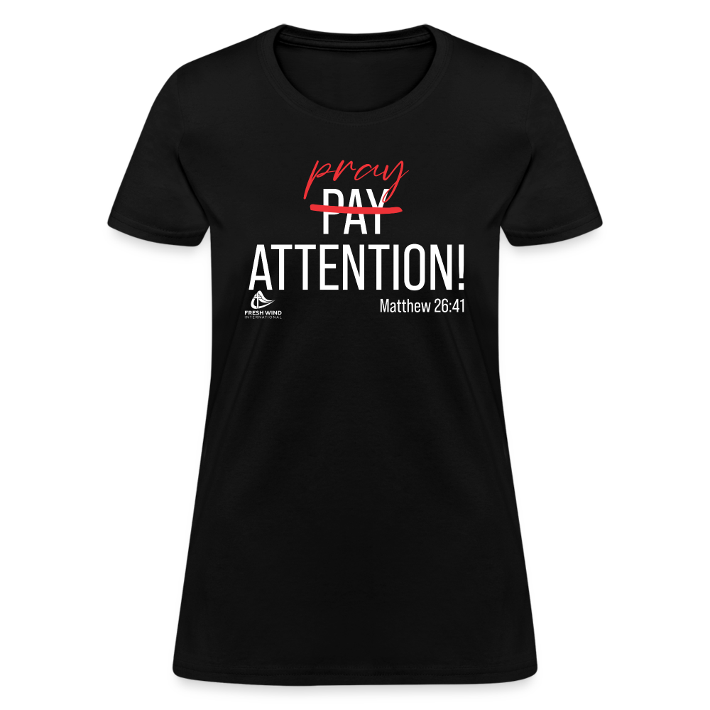 Pray Attention - Women's V-Neck - DARK COLORS - black