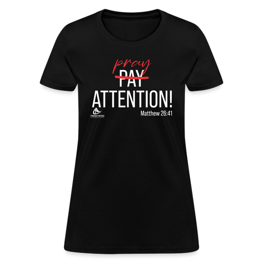 Pray Attention - Women's V-Neck - DARK COLORS - black